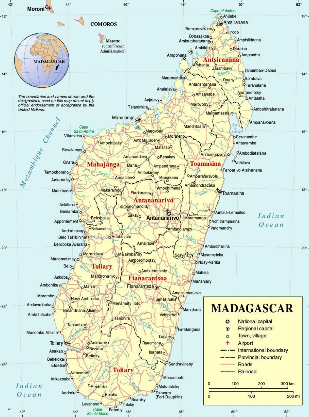 Madagascar kat jeyografik la ak lavil