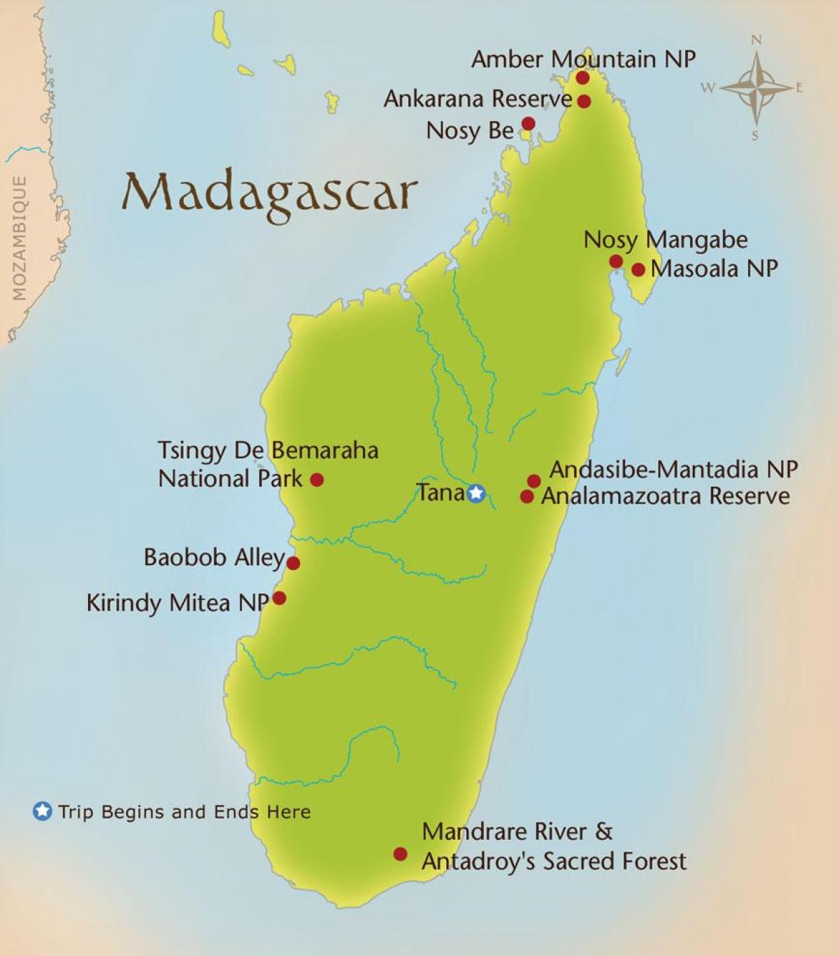 kat jeyografik nan Madagascar mòn