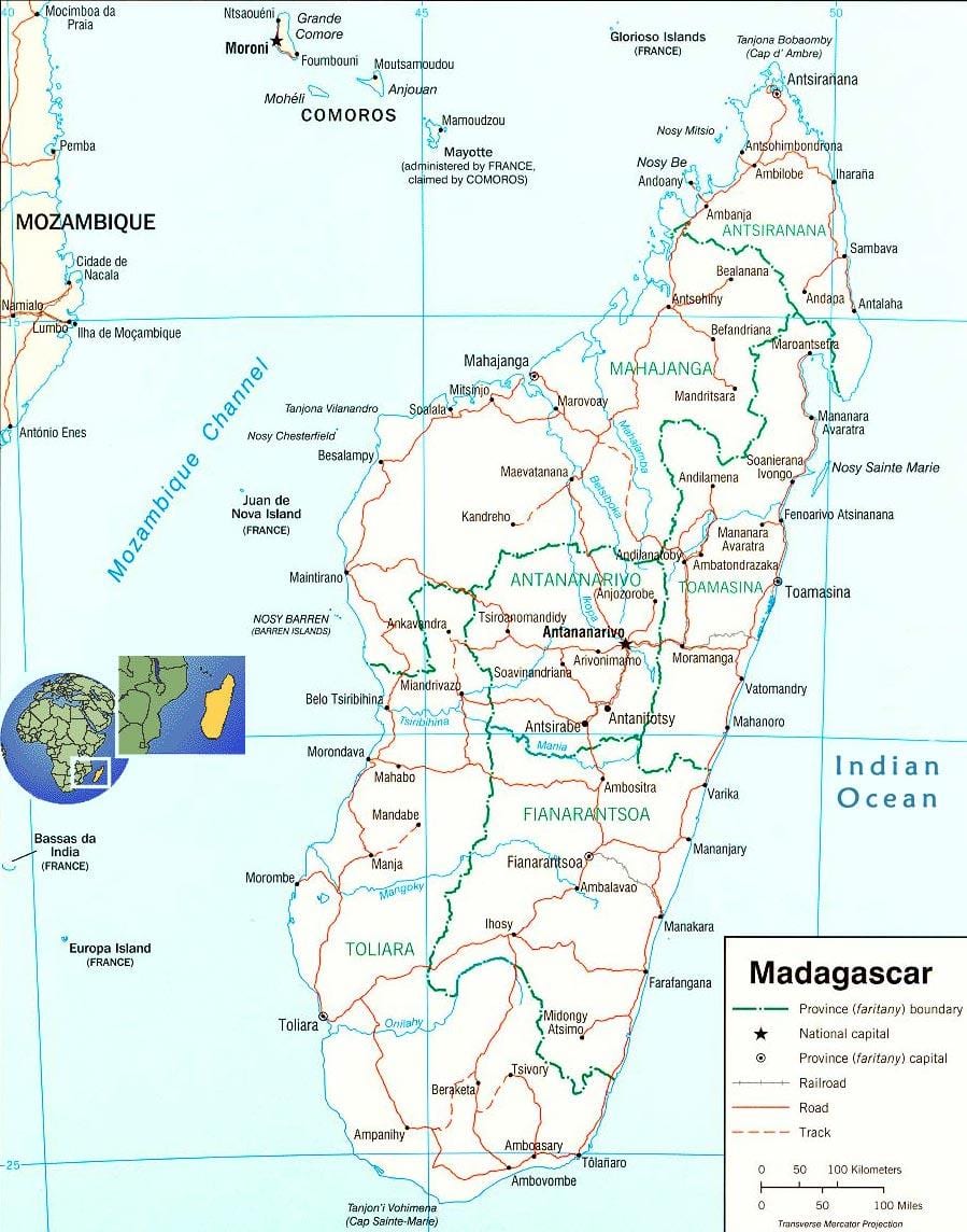 kat jeyografik nan Madagascar gwo larivyè lefrat