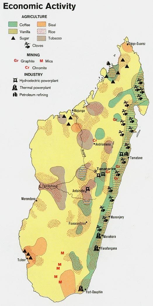 kat jeyografik nan Madagascar resous natirèl